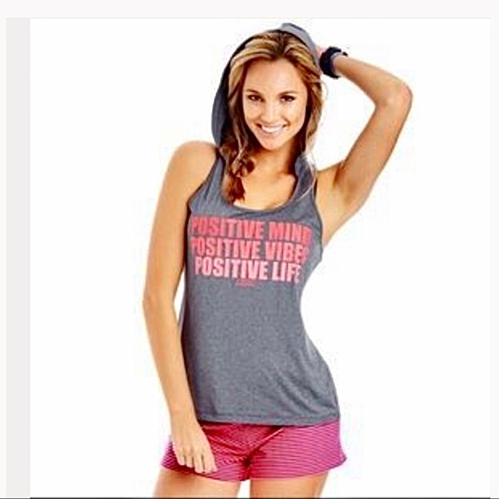 Lorna Jane Possitivity Inspiration Hoodie Sleeveless Tank Top M